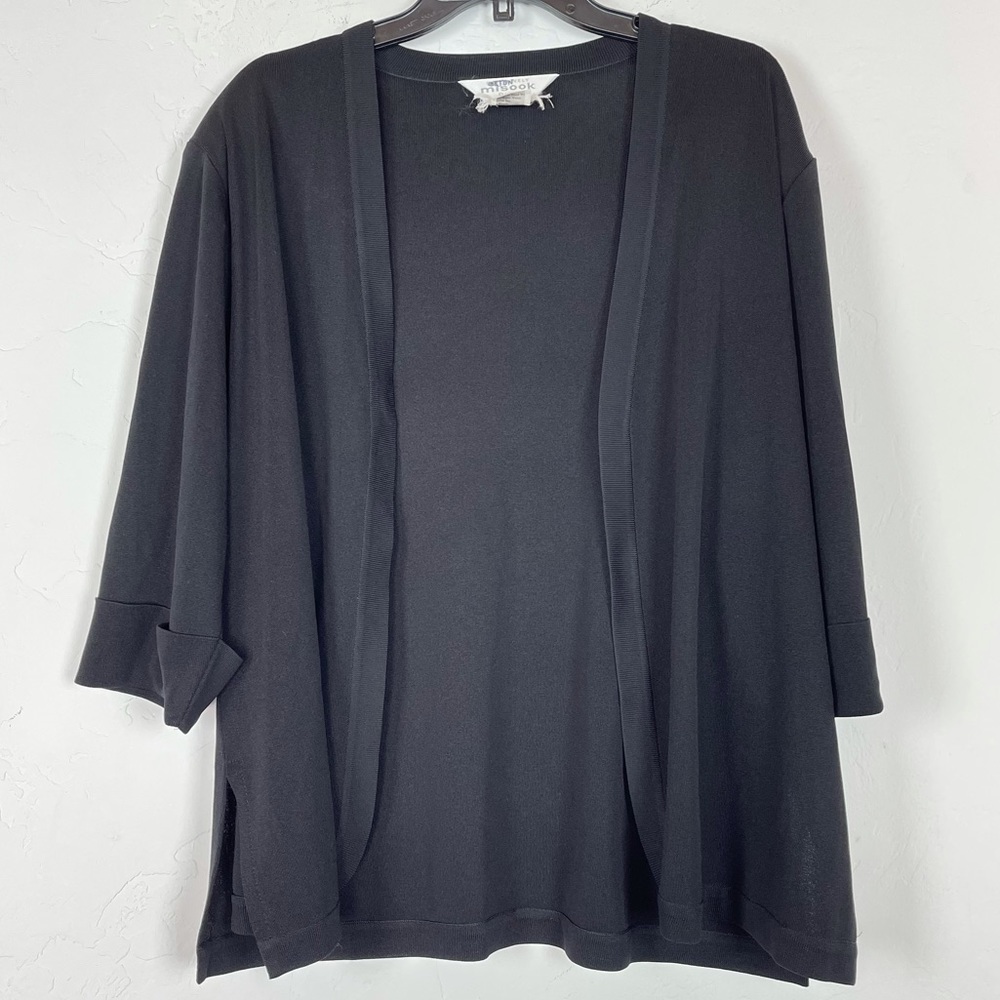 Misook Cardigan‎ Sweater Solid Black Structured